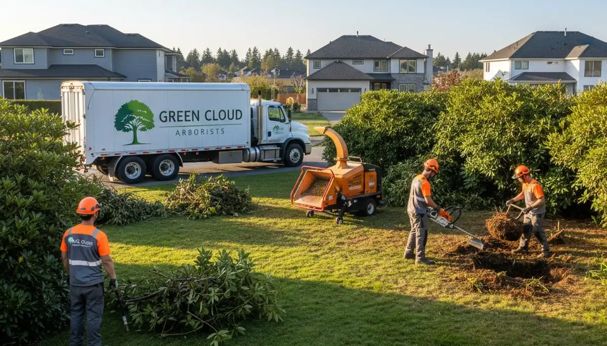 Professional shrub removal service clearing overgrown bushes in Dayton, OH yard