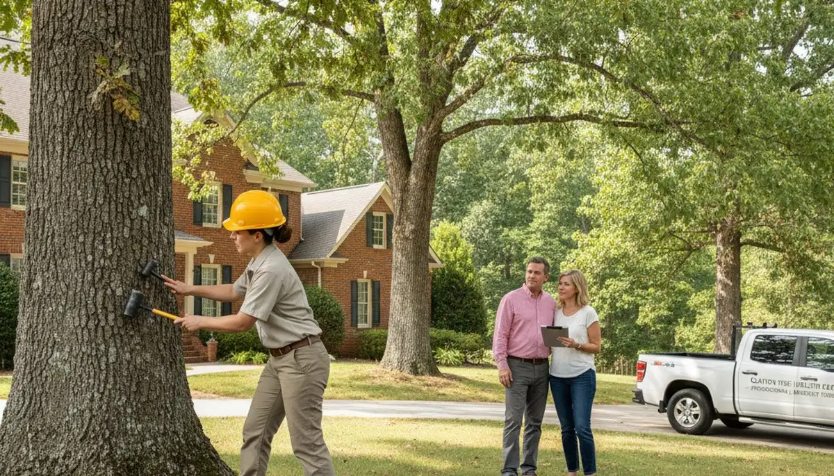 Certified arborist performing tree health assessment for homeowners in Clayton, Dayton, OH