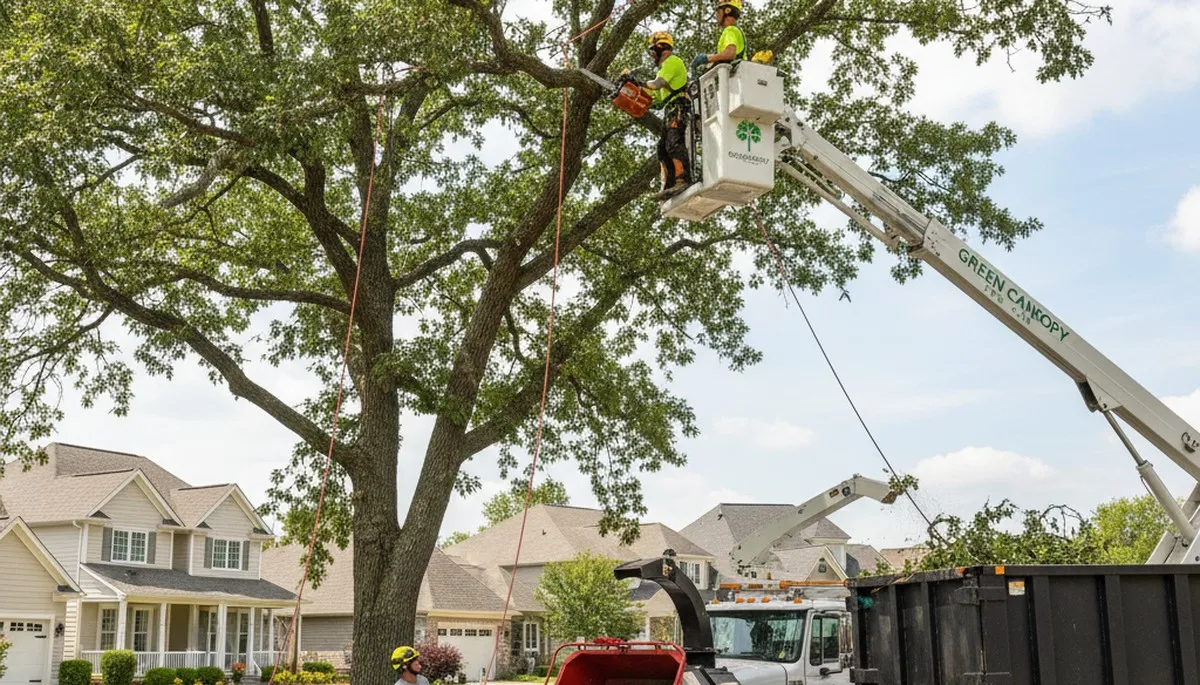 Arborist pruning residential tree for healthy growth in Dayton, OH
