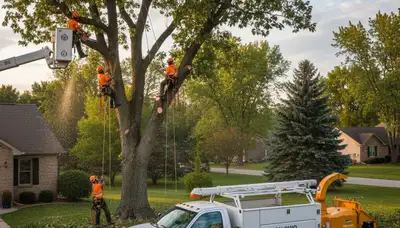 Professional tree removal service crew working safely in Dayton, Ohio