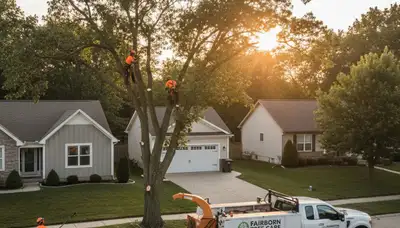 Professional tree removal service in Dayton, OH safely cutting and clearing large damaged trees