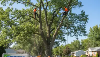 Professional tree removal service in Dayton, OH safely cutting and clearing residential trees