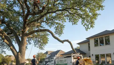Arborist trimming oak tree branches in Dayton, OH for Chop Chop Tree professional tree care services