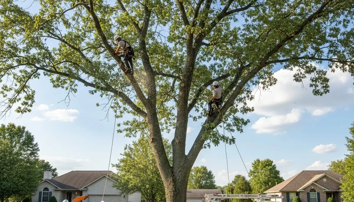 Professional tree removal service crew working safely in Dayton, OH