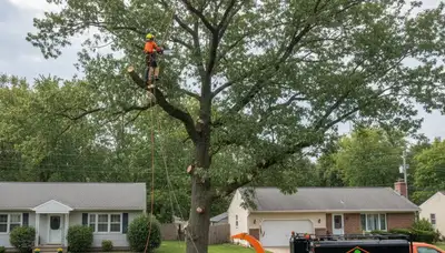 Professional tree removal service crew working safely in Dayton, Ohio