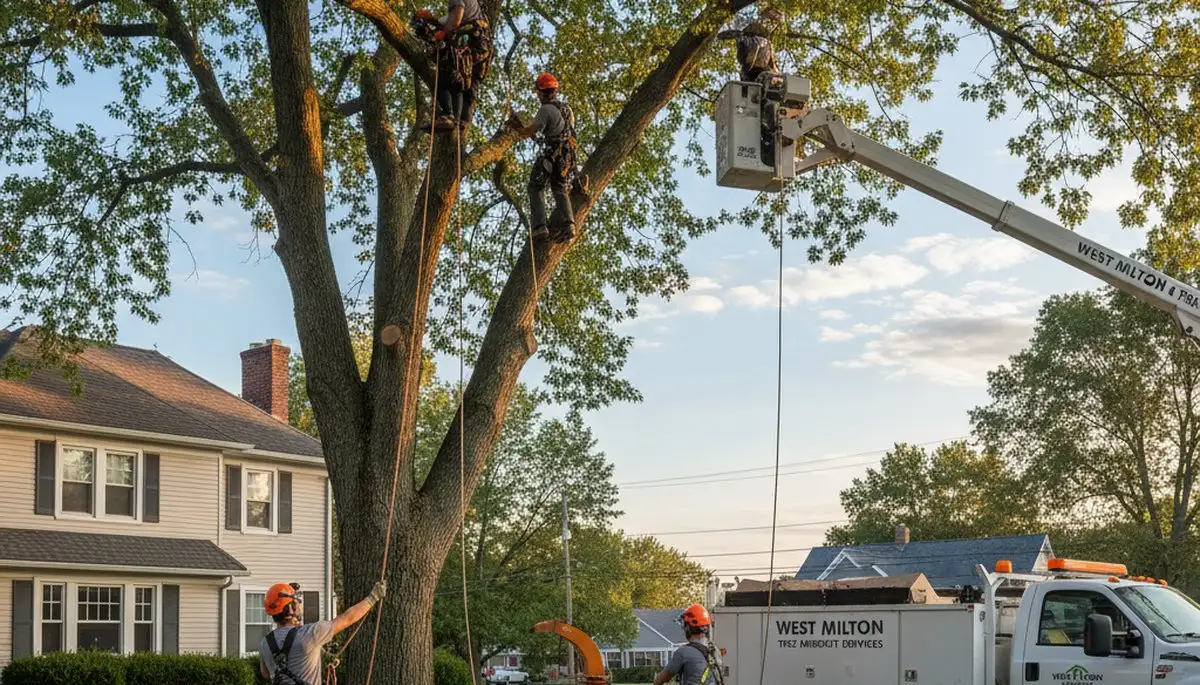 Professional tree removal service in Dayton, OH safely clearing large trees for homeowners