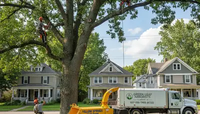 Professional tree removal service in Dayton, OH safely cutting and clearing large trees