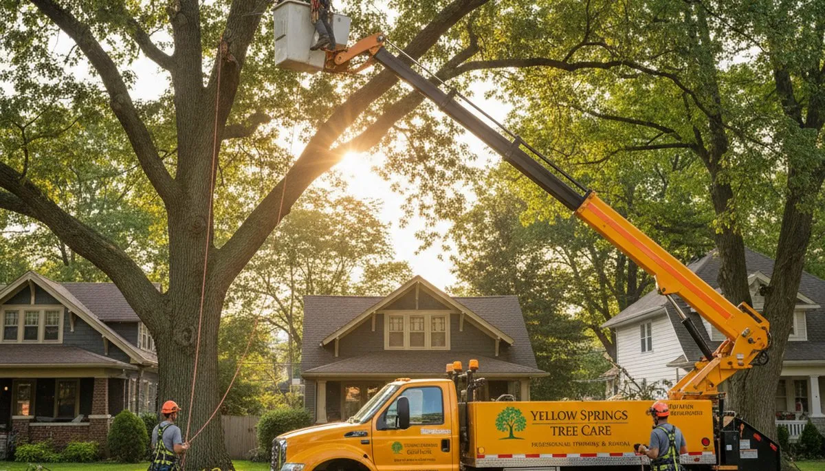 Professional tree removal service in Dayton, OH safely cutting and clearing large trees